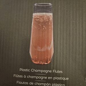 Pink Plastic Champagne Flutes